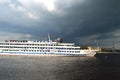 River cruise ship sailing on the river Neva Royalty Free Stock Photo