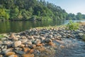 River current with stones in portugal Royalty Free Stock Photo