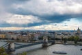 The River Danube and Szechenyi Chain Bridge, view from Buda Castle. Budapest, Hungary Royalty Free Stock Photo