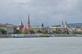 River Danube with houses and churches in Budapest Royalty Free Stock Photo