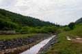 A river decorated with stones