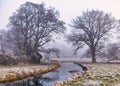 The River Dene in Winter, Warwickshire. Royalty Free Stock Photo