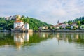 River Doanu And Ilz Confluence Near Unterhaus Castle In Passau - Germany