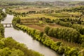 River Dordogne and fields planted near Domme