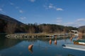 River Drava in southern Austria near the border with Slovenia. Royalty Free Stock Photo