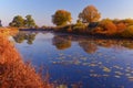 River early in the morning. The first frost in late autumn. Royalty Free Stock Photo
