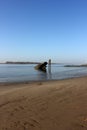 River Elbe with ancient ship wreck