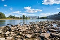 The river Elbe in Magdeburg at low tide Royalty Free Stock Photo