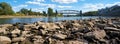 The river Elbe in Magdeburg at low tide Royalty Free Stock Photo