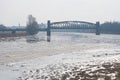 The river Elbe near Magdeburg with the lift bridge Royalty Free Stock Photo