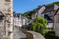 River elz with old bridge and half-timbered houses in Monreal Royalty Free Stock Photo