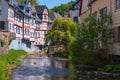 The river Elzbach and half-timbered houses Royalty Free Stock Photo