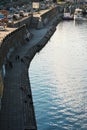 River embankment in Kyiv city, Kiev, Ukraine, cityscape, Dnipro river