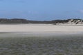 River estuary with sandy shoreline and dunes