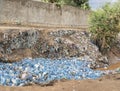 A river in Ethiopia is clogged with empty plastic bottles, Royalty Free Stock Photo
