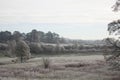 The River Evenlode on a cold frosty morning at Cornbury Park in Charlbury, Oxfordshire in the UK