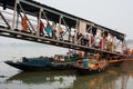 River ferry passengers go ashore at the dock