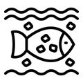 River fish microplastics pollution icon outline vector. Water food