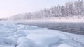 River with floating frozen blocks of ice