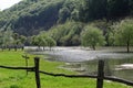 River flood in the spring valley of Cerna river Royalty Free Stock Photo