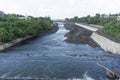 River flow at construction site. Royalty Free Stock Photo