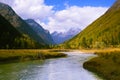 River flow among the mountains in Siguniang Mountain Scenic Area