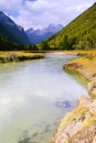 River flow among the mountains in Siguniang Mountain Scenic Area Royalty Free Stock Photo