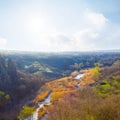 river flow through prairie canyon at summer sunny day Royalty Free Stock Photo