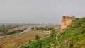 River flowing beside the historic Rohtas Fort wall Royalty Free Stock Photo