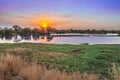 River flowing through Kruger National Park at sunrise, Kruger National Park Royalty Free Stock Photo