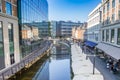 River flowing through the modern center of Aarhus Royalty Free Stock Photo