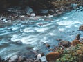 River flowing in mountain from Ryu Sei waterfall, Hokkaido, japan