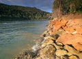 River flowing past a sandstone bank