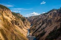 River flowing through the popular Grand Canyon of the Yellowstone, the Lower Falls beneath the feet Royalty Free Stock Photo