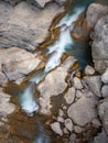 River flowing between rocks with motion blur shot with long exposure technique