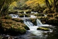 a river flowing through a wooded area