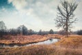 The river flows in a beautiful autumn valley Royalty Free Stock Photo