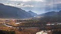 A river flows meandering along a picturesque valley Royalty Free Stock Photo