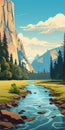 Bold Graphic Illustrations Of Yosemite National Park Landscape