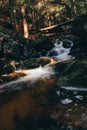 River that flows through a natural riverbed without human intervention creates these beautiful cascades of the waterfall. Czech