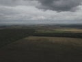 The river flows through the valley. Beautiful landscape. Aerial view. The bend of the river. Panorama. Drone photography