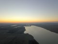 The river flows through the valley. Beautiful landscape. Aerial view. The bend of the river. Panorama. Drone photography