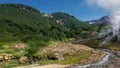 The river foams and boils on a rocky bed in the Valley of Geysers. Royalty Free Stock Photo