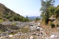 the river at the foot of the waterfall near Arslanbob, Kyrgyzstan, Central Asia