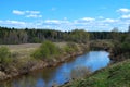 The river and the forest with fresh green leaves and grass.