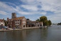 The River Frome and the buildings beside it at Wareham, Dorset in the United Kingdom
