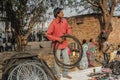 River front market tyre-vendor, ahmedabad, india Royalty Free Stock Photo