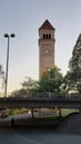 River front at sunset in Spokane Washington Royalty Free Stock Photo