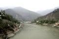 River Ganga (Bhagirathi) at its originating place enters the plain  Uttarakhand, India, Asia Royalty Free Stock Photo