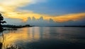 River Ganges aka Hooghly river during dusk, copy space